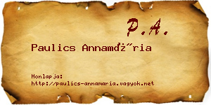 Paulics Annamária névjegykártya