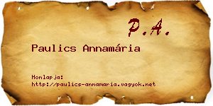 Paulics Annamária névjegykártya